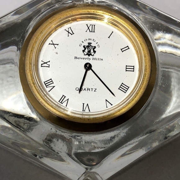 Desk Clock Giorgio of Beverly Hills Glass Crystal - Picture 2 of 4